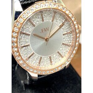 JBW Womens Watch J6367-10C Quartz 10 Year Anniversary Crystals Pave Leat…